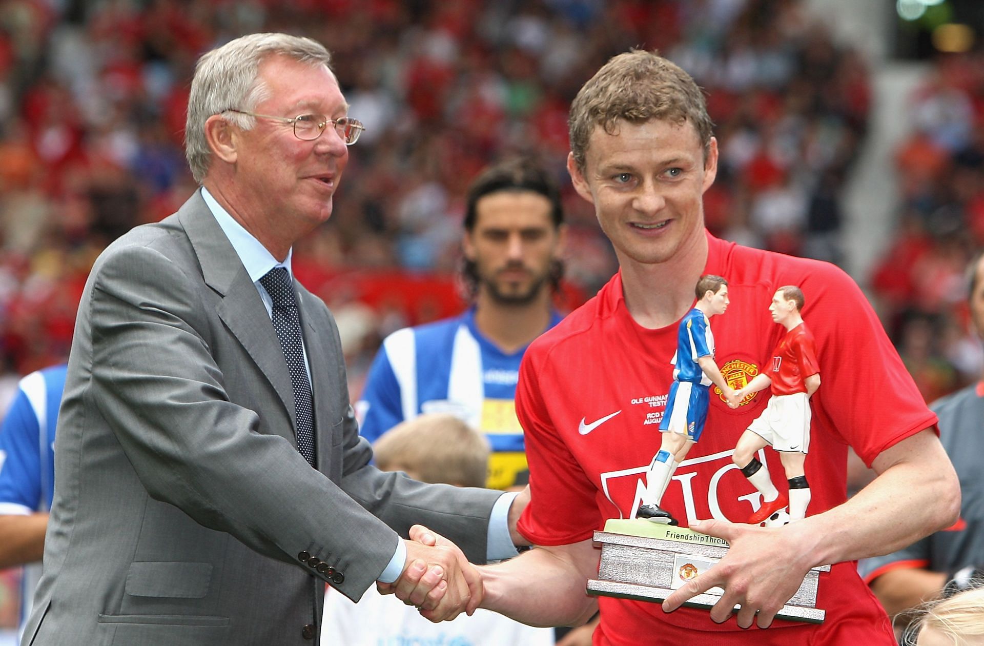 Ole Gunnar Solskjaer (right) had a lot of success under Ferguson (left).